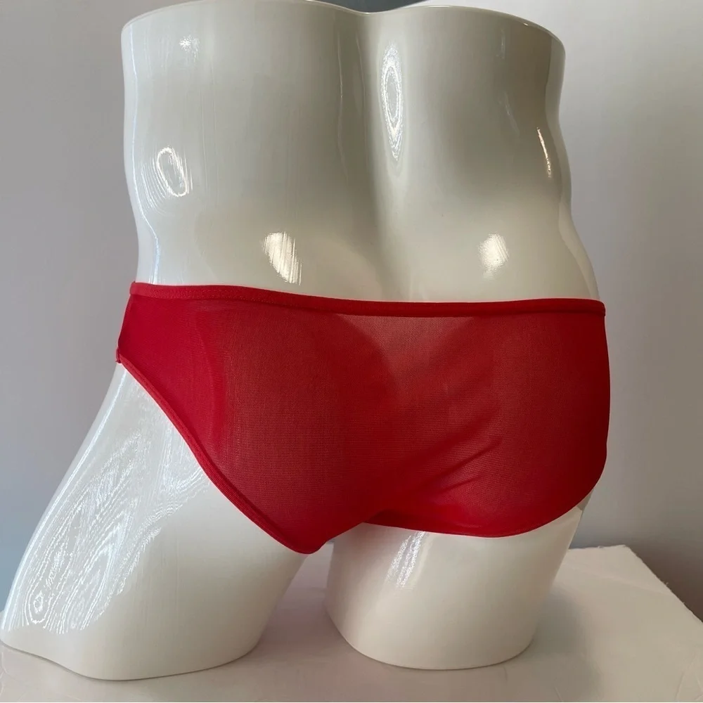 Mens Briefs Red Sheer See Through Medium New With Tags